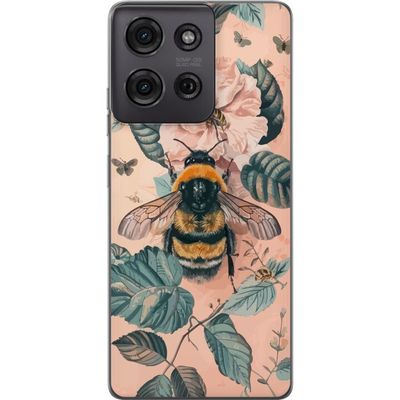 Kompatibelt Mobildeksel til Motorola Moto G75 Humle på blomst i pastellfarger vakker naturinspirert design som formidler rolig energi og harmoni