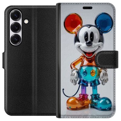 Kompatibelt Lommeboketui til Samsung Galaxy S25 Fargerik Mickey figur futuristisk krom blank Disney pop art moderne levende karakter motiv plakat