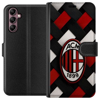 Kompatibelt Lommeboketui til Samsung Galaxy A14 5G AC Milan fotball Olivier Giroud rød svart vevet klubbdesign