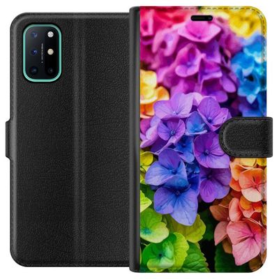 Kompatibelt Lommeboketui til OnePlus 8T Hortensia hortensia blomster fargerike blomster regnbue blomstermønster lilla rosa blå gul oransje kunst