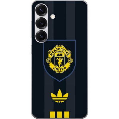 Kompatibelt Mobildeksel til Samsung Galaxy S25 Manchester United plakat Adidas våpen fotballklubb Premier League logo gul svart retro design kunst