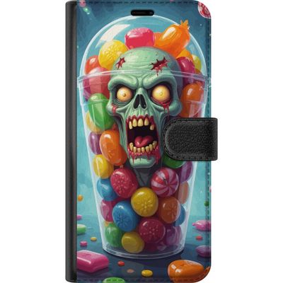 Kompatibelt Lommeboketui til Samsung Galaxy A26 Zombie plakat godteri kopp skrekk dødskalle kunst godteri dødskalle skummel fargerik halloween grøsse