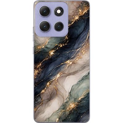 Kompatibelt Mobildeksel til Motorola Moto G86 Luksuriøs abstrakt marmorkunst i svart, hvitt og gull med elegante linjer, eksklusiv design for plakat
