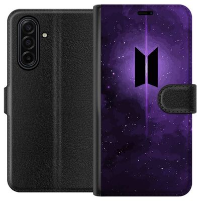 Kompatibelt Lommeboketui til Samsung Galaxy A17 5G BTS kpop logo lilla galakse plakat romdesign koreansk band hær symbol stjernehimmel musikk fan kun