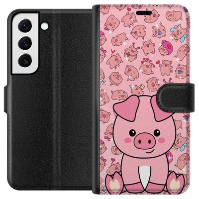 Kompatibelt Lommeboketui til Samsung Galaxy S22+ 5G Kawaii Gris Søt Rosa Dyr Anime