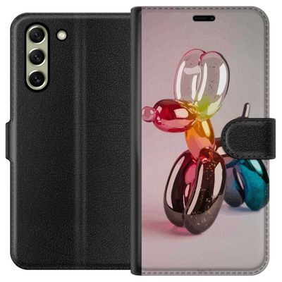 Kompatibelt Lommeboketui til Samsung Galaxy S21 FE 5G Ballong Valp Fargerik Ballong Hund i Pop Art Glass Stil Regnbuefarger og Moderne Trendy Design