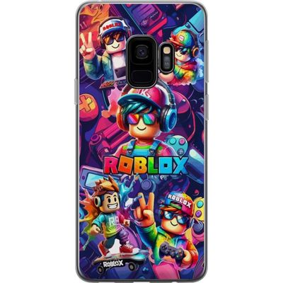 Kompatibel Mobilcover til Samsung Galaxy S9 Farverig Roblox gaming gruppe med hovedtelefoner og neonfarver til børn og spilinteresserede