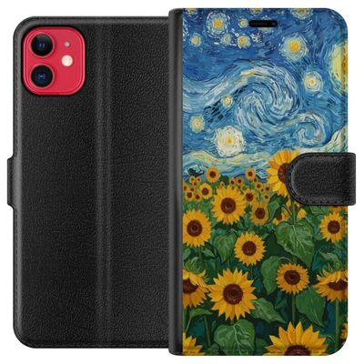 Kompatibelt Lommeboketui til Apple iPhone 11 Solsikkefelt Kunst - Van Gogh inspirert maleri med stjernehimmel