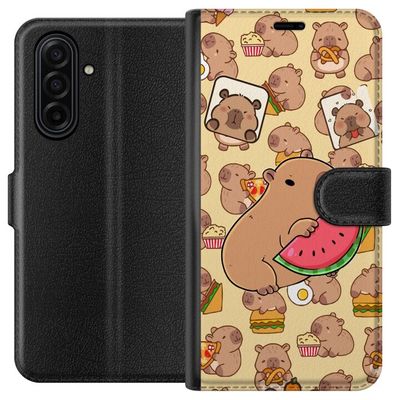 Kompatibelt Lommeboketui til Samsung Galaxy A17 5G Capybara Snack Tid Søte kapibarer nyter vannmelon pizza og popcorn i en varm og leken design som s