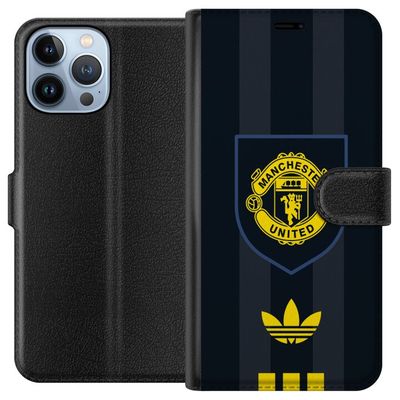 Kompatibelt Lommeboketui til Apple iPhone 13 Pro Max Manchester United plakat Adidas våpen fotballklubb Premier League logo gul svart retro design ku