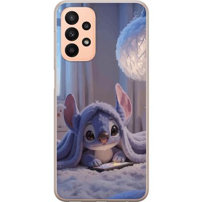 Kompatibelt Mobildeksel til Samsung Galaxy A23 5G Stitch under teppe med telefon kveldskos i blå toner sjarmerende drømmeaktig design for alle som el