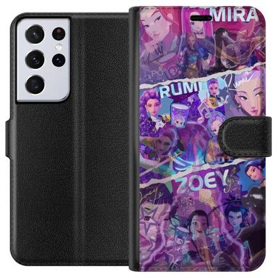 Kompatibelt Lommeboketui til Samsung Galaxy S21 Ultra 5G Valorant jenter plakat Mira Rumi Zoey Riot Games anime spillagenter neon stil karakter fanar