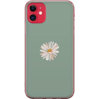Kompatibelt Mobildeksel til Apple iPhone 11 Grønn Minimalblomst - stilren blomst på grønn bakgrunn