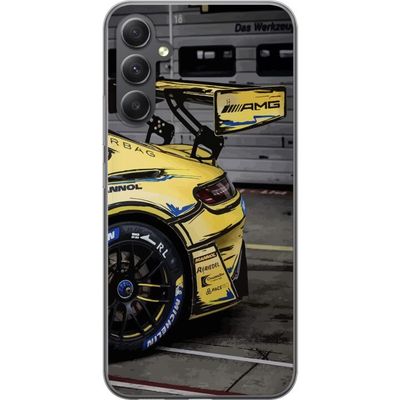 Kompatibelt Mobildeksel til Samsung Galaxy A15 5G AMG Mercedes plakat racingsportsbil gul luksus bil tysk merke motorsport design retro
