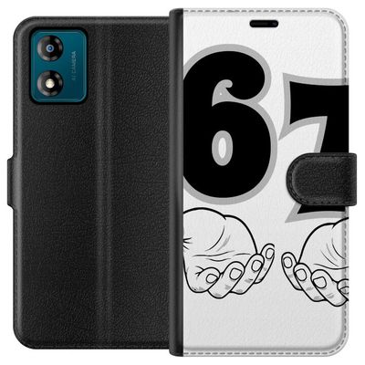 Kompatibelt Lommeboketui til Motorola Moto E13 67 meme hender illustrasjon svart-hvitt - ren 6-7 grafikk med hender og tydelig minimalistisk design