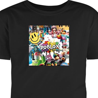 Barn T-skjorte Roblox Party Collage Svart 9-11 År