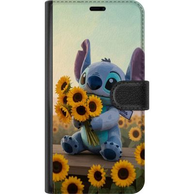 Kompatibelt Lommeboketui til Samsung Galaxy A26 Disney Stitch solsikkeplakat Lilo og Stitch blå alien solsikker søt kawaii figur feltdesign kunst