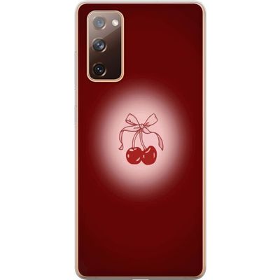 Kompatibel Mobilcover til Samsung Galaxy S20 FE Cherry Bow kirsebær design med bånd i romantisk retro-stil rød farve og vintage følelse