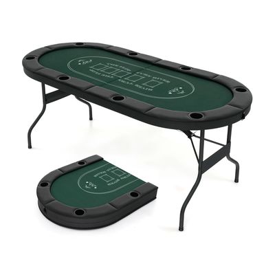 Pokerbord, 1,8m Foldbart Pokerbord til Blackjack Texas Hold’em Casino Fritidsspil, 182x82x75 cm, Grøn , Star