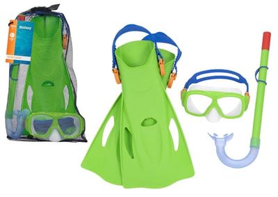 Dykkersæt med maske snorkel finner, grøn, str. 37-41, børn 7+, latexfri