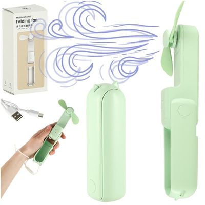 Mini USB bordventilator foldbar USB-C 3 hastigheder powerbank grøn