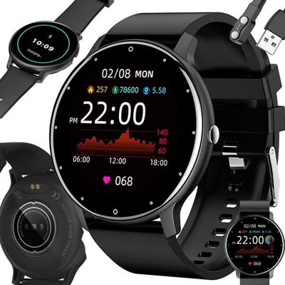 Smartwatch med Bluetooth-opkald pulsmåling og sort silikonerem