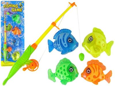 Magnetisk fiskespil til badekar med fiskestang, 4 fisk, 3+ år
