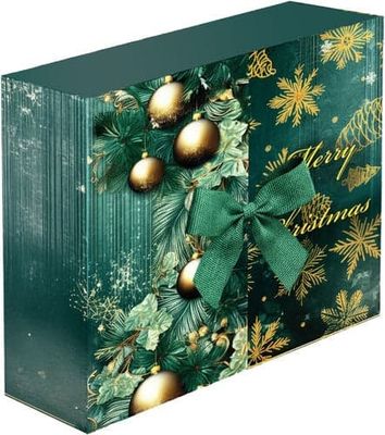 Adventskalender til mænd 24 gaver, grøn/guld 33x29x9 cm