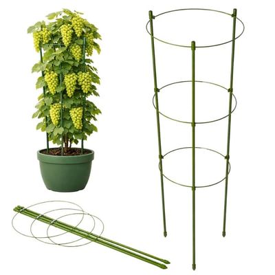 Plantestøtte 120 cm med 3 justerbare ringe grøn metal/plast