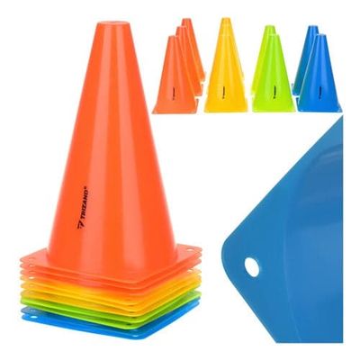 Træningskegler 10-pack 23,5 cm fleksible plastkegler til sportstræning