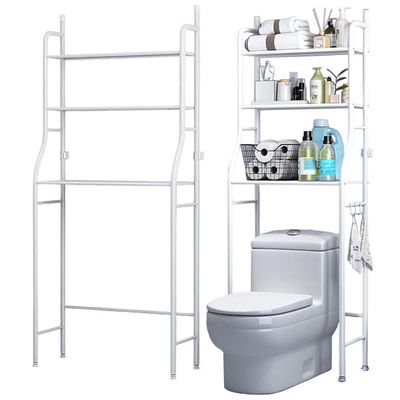 Toiletreol over toilet 3 hylder hvid med kroge 153x45x25 cm