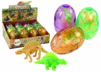 Dinosauræg legetøj 9x7 cm transparent med 2 dinosaurfigurer