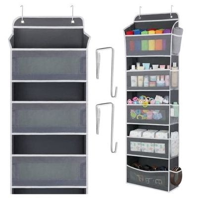 Dørhængende organizer 5 hylder 142x40x17 cm grå/hvid