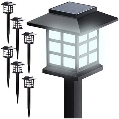 Solcells trädgårdslampor 6-pack IP44 kallvit 13000K skymningssensor