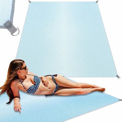 Sandfri strandmatta 200x200 cm blå polyester med markspikar