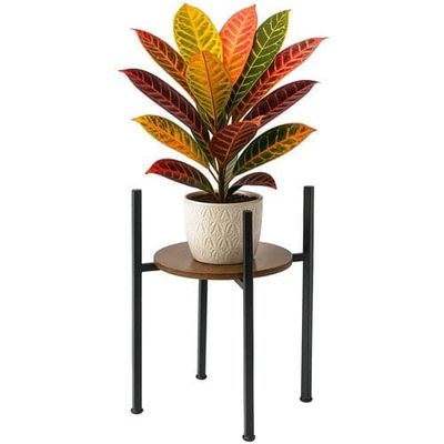 Blomsterstander i metal/MDF 40x26x26 cm sort/træfarvet, 20 kg