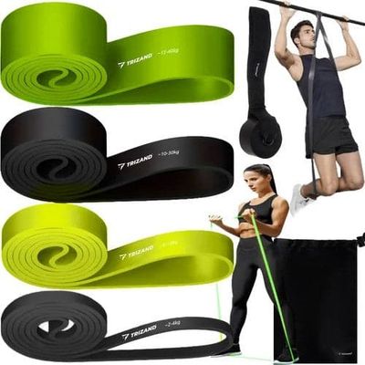 Powerband træningselastik sæt 4-pak 2-40 kg med døranker & taske