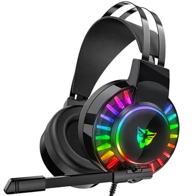 Gaming-hovedtelefoner 7.1 RGB-kablede in-ear-LED med mikrofon