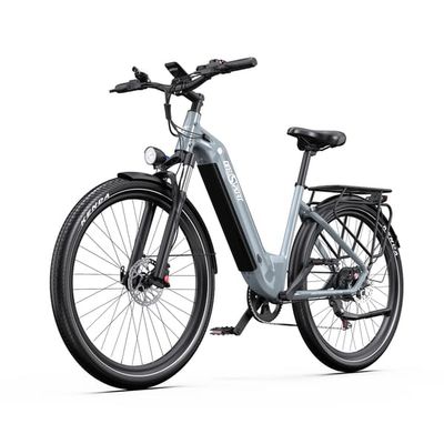 OneSport OT05 elcykel, 250W motor, MAX 25 km/h, 18,2AH batteri, 27,5*2,25 däck, momentsensor, hydrauliska bromsar, grå.