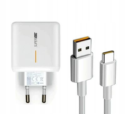 Laddarkub supervooc för Oppo 6500 mA 10 V OPPO65W-EU-T+KABEL sv 1M vit
