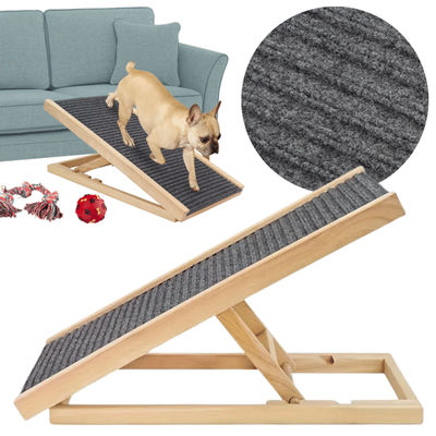 70 cm trærampe til hunde med justerbar højde