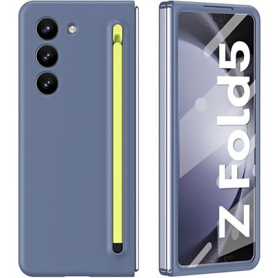 Samsung Galaxy Z Fold 5 5G cover med glas og stylus, blå/grøn