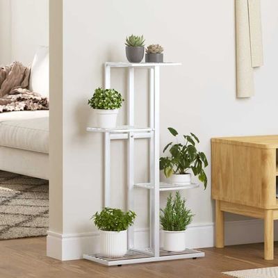 vidaXL 4-etagers blomsterstander 43 x 22 x 76 cm hvid metal