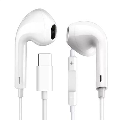 FIESTA HØRETELEFONER MED MIKROFON USB-C KABELFORMEDE IN-EAR HØRETELEFONER MED MIKROFON HVIDE [45647]