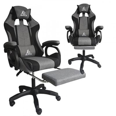 STRIKE snurrande gamingstol med fotstöd och dynor, grå KO40SZ