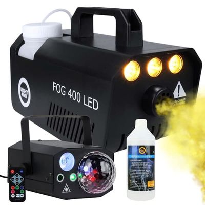 LIGHT4ME GIG SET 1 røgmaskine 400W LED røgvæske 1 l lyseffekt 4-i-1