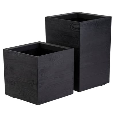 Sæt med Betonique plantepotter på hjul 40 cm sort tavle 2 stk.