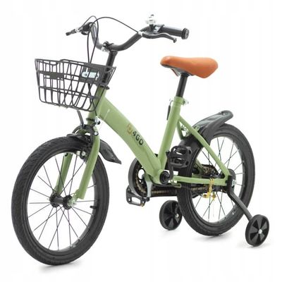 12-TOMMERS BØRNECYKEL MED SIDEHJUL, GRØN KURV