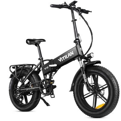 Vitilan V3 2.0 elcykel, 750W motor, 13Ah avtagbart batteri, 45km/h MAX, hopfällbar, svart.