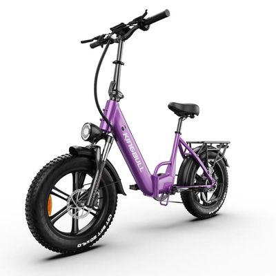KINGBULL Literide 2.0 Hopfällbar Elcykel, 500W Motor, 45km/h Max, 13.5AH Batteri, 7 Växlar, 20*4.0 Däck, Hydrauliska Bromsar, Purpur